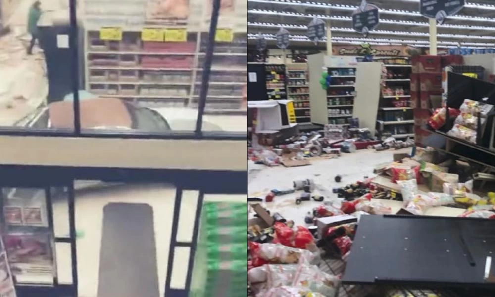 Μπήκε με το αυτοκίνητο σε σούπερ μάρκετ και άρχισε να κάνει βόλτες!